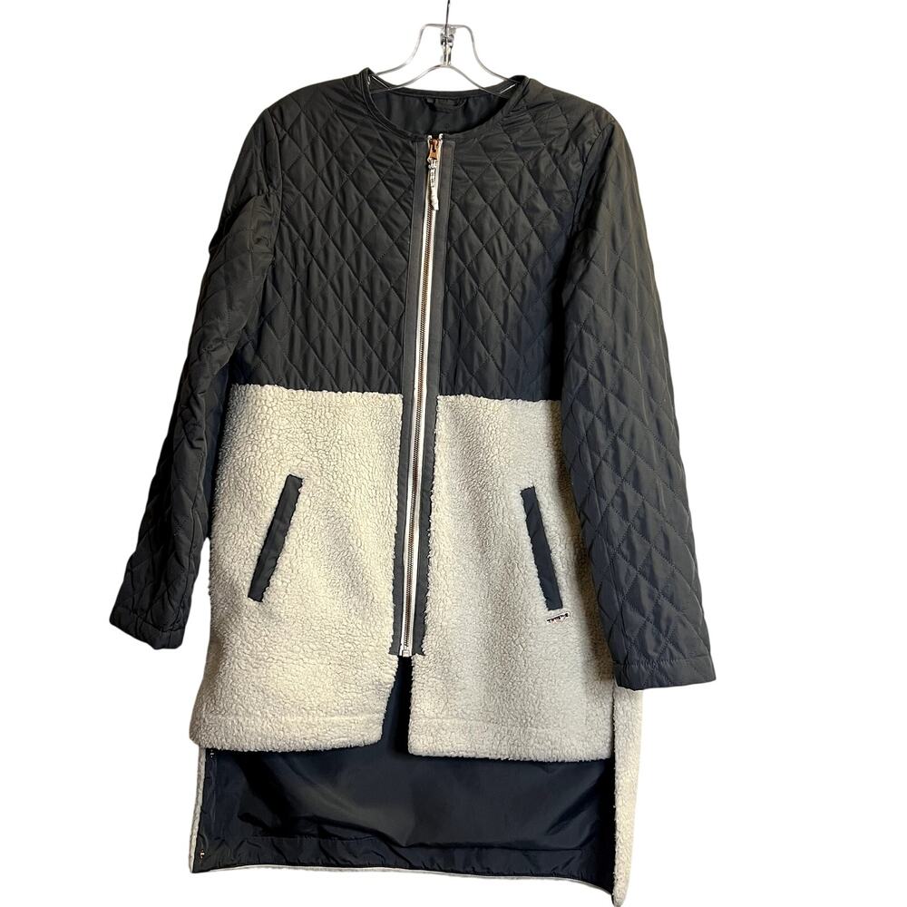 Sweaty Betty Quilted fleece zip jacket gray cream sherpa Size S - Picture 3 of 7